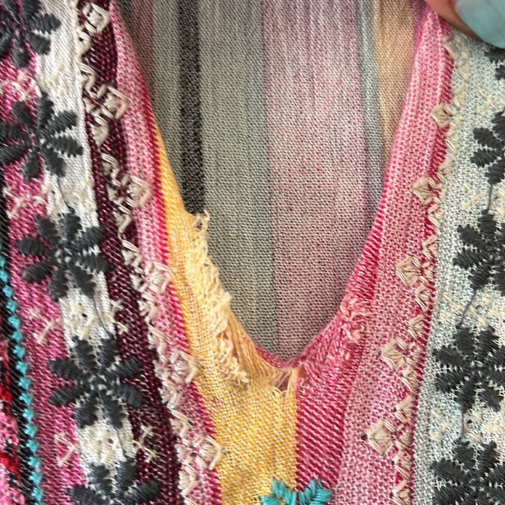 Savanna Jane Multicolor Striped Embroidered Tunic - Pink, Yellow, Teal, Red - Picture 7 of 7